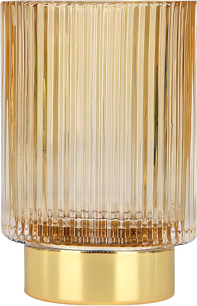 DASITON Makeup Brush holder Organizer,Crystal Cosmetic Makeup Brush Glass Brushes Storage Holder, Vintage Make Up Brush Cup Pen Pencil Holder striped vase(Coffee L)-NeatNest