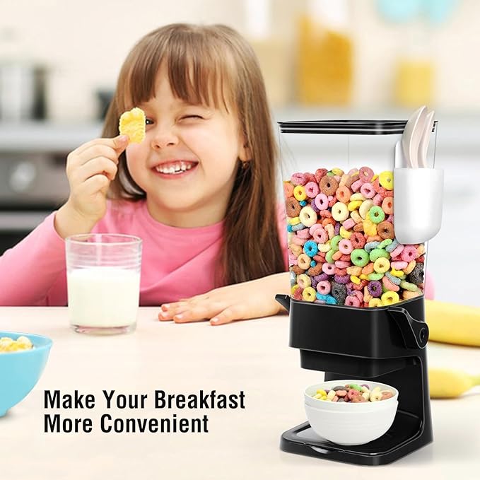 Cereal Dispenser Countertop with 4 Pack Bowls and Spoons 5.5 Qt Large Cereal Storage Container Holder for Pantry Dry Food Nut Dispenser Snack Candy Organizer Kitchen Organization for Oatmeal Granola-NeatNest