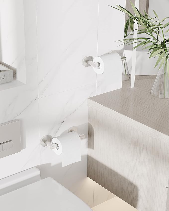 Brushed 2 Pack Toilet Paper Holder SUS304 Stainless Steel Double Post Pivoting Toilet Paper Roll Holder Wall Mounted Toilet Tissue Holder for Commercial Bathroom RV-NeatNest