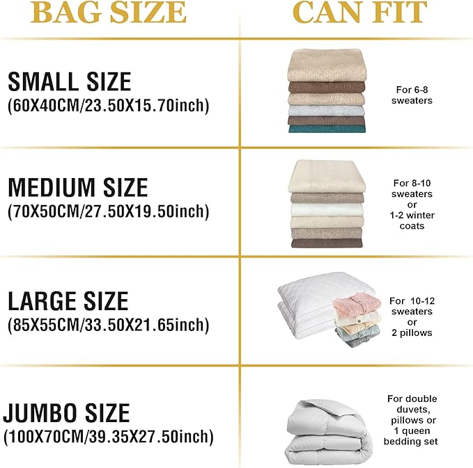 10 Medium Vaccum Storage Bags, Space Saver Vacuum Storage Bags Medium, Space Bags, Vacuum Seal Bags for Clothes with Travel Hand Pump-NeatNest