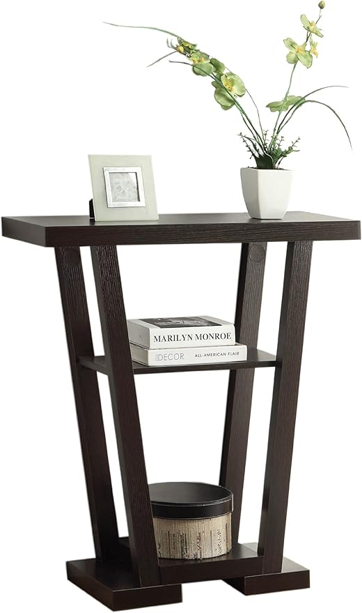 Convenience Concepts Newport V Console Table 31.5" - Modern Sofa Table with Storage Shelves, Narrow Entryway Hall Table for Living Room, Espresso-NeatNest