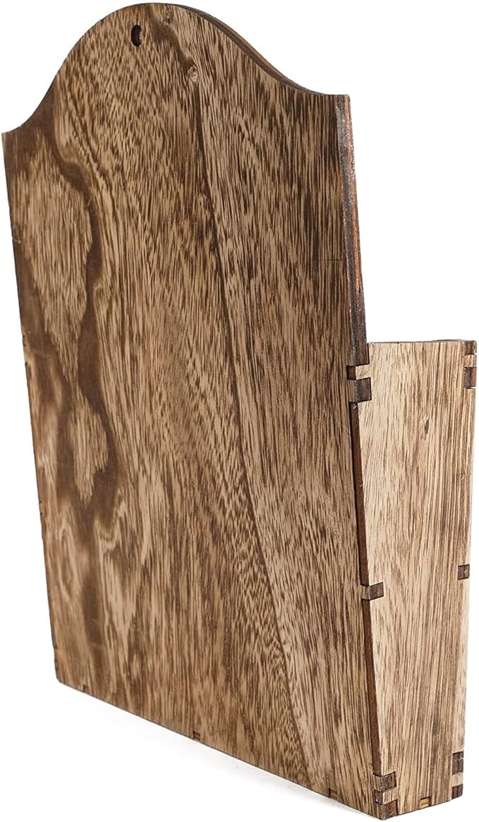 Juvale Rustic Wood Magazine Holder Wall Mount & File Organizer - 11.6 x 8.7 x 2 In Unfinished - Rustic Wall Baskets & Mountable Menu Holder