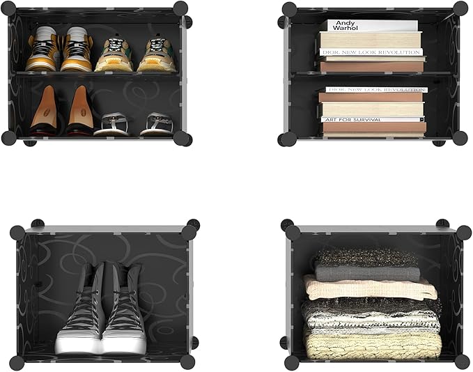 AWTATOS Shoe Rack, 6 Tier Shoe Storage Cabinet with Door, 24 Pair Shoe Organizer Shelves for Closet Hallway Bedroom Entryway, Black-NeatNest