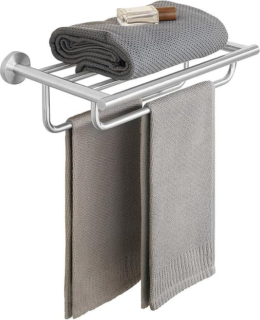 Alise Towel Hanger Towel Shelf with Double Towel Bars,SUS 304 Stainless Steel Wall Mount Towel Holder,Brushed Nickel,16 Inch