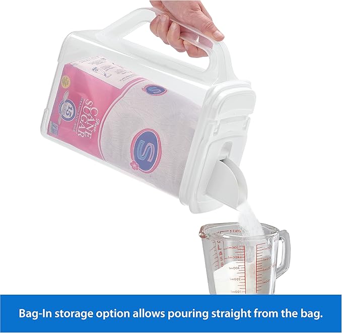 Buddeez Kitchen Pantry Container - Easy Grip Handle for Mess Free Use - Flour and Sugar Storage Made Simple - 4 Quart White Lid-NeatNest