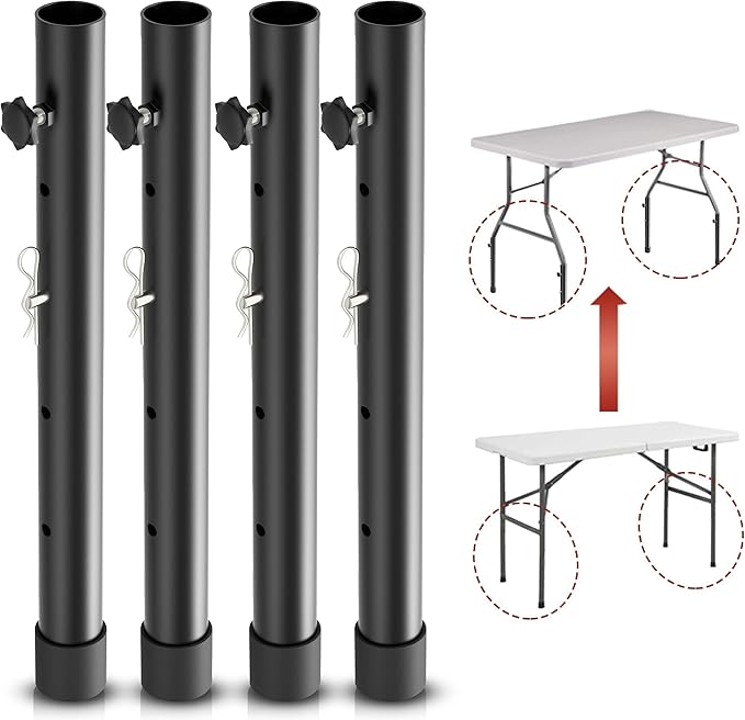 Folding table risers for Folding Tables Straight/Bent Leg, Dural Folding Table Leg Extensions 4 Levels/Heights Table Leg extenders 3.6in | 6.77in | 10in | 13in-All for Treating Your Back pain-NeatNest