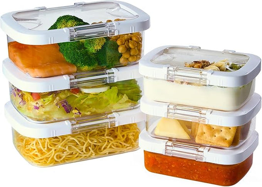 Felli Duo Loc Tritan Containers for Heating Food Microwave Safe Box, Airtight Food Storage for Fridge Freezer, On The Go Lunch Container for Adults for Weekly Meal Plan Picnic Travel (6pk)