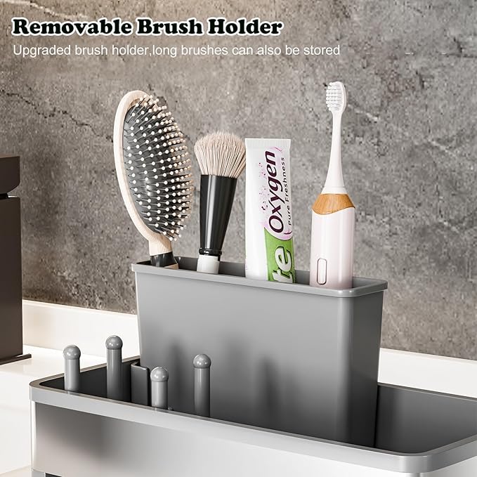 Sponge Holder for Kitchen Sink,Sink Caddy Organizer with Removable Brush Holder,Kitchen Countertop Soap Dispenser Storage with Detachable Towel Rack, Grey-NeatNest