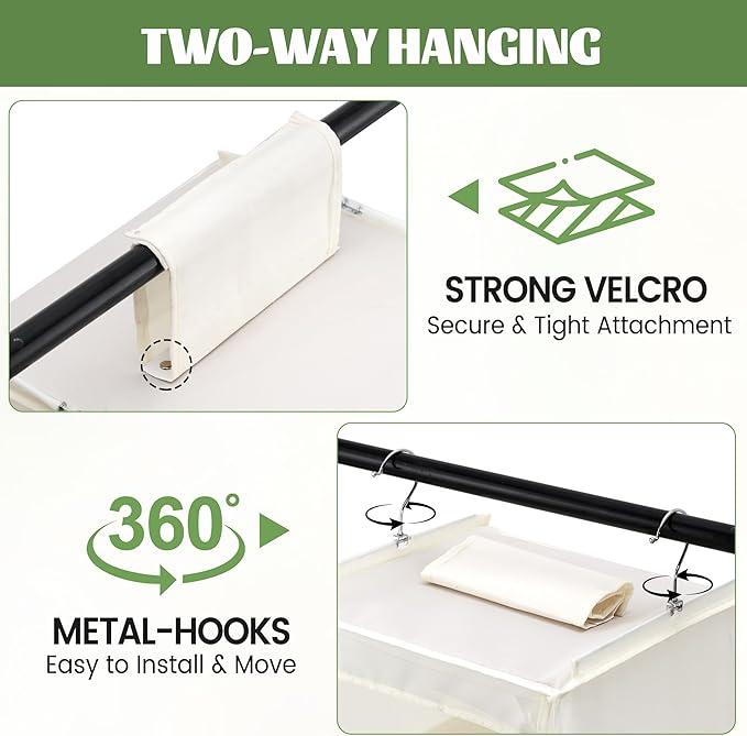 2 Pack 6-Shelf Weekly Clothes Organizer for Kids, Hanging Daily Closet Organization with 6 Side Pockets, Days of The Week Clothing Divider Storage for Boys and Girls (White)-NeatNest