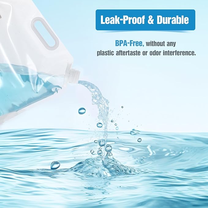 18 Pcs 5 L Collapsible Water Container Bag, Premium Collapsible Water Container Bag Emergency Water Container Freezable Food Grade Clear Plastic Storage Bag Foldable Water Bottle for Camping Riding