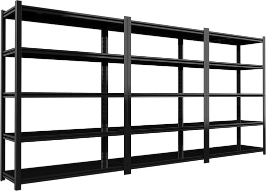 3PCS 35.4” W Garage Shelving Units, 5 Tier Metal Shelving Heavy Duty, Adjustable Shelves for Garage Storage, 2500lbs Industrial Metal Shelf Unit for Basement/Warehouse/Shop