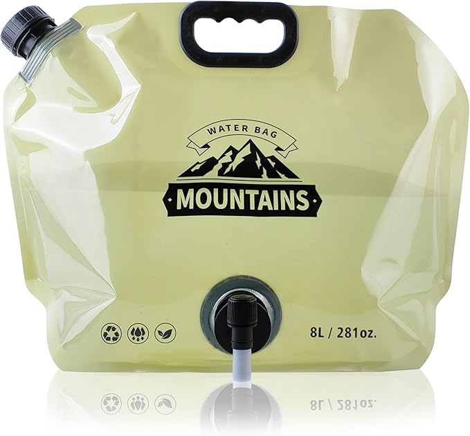 Camping Water Jug 2.1 Gallon Collapsible Water Container Portable Water Bag for Travel Outdoor Hiking BPA Free Lightweight (Beige (2.1Gal), 1)-NeatNest