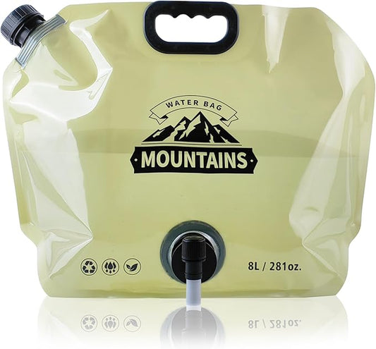 Camping Water Jug 2.1 Gallon Collapsible Water Container Portable Water Bag for Travel Outdoor Hiking BPA Free Lightweight (Beige (2.1Gal), 1)-NeatNest