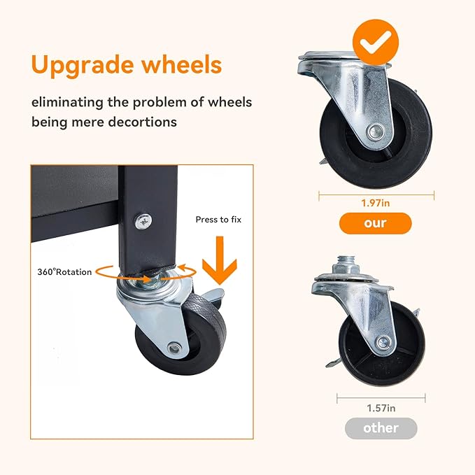 BRIAN & DANY Folding Shelf, Storage Racks and Shelving Units on Wheels, Metal Foldable Storage Shelves No Assembly for Garage, Kitchen(4 Tier)-NeatNest