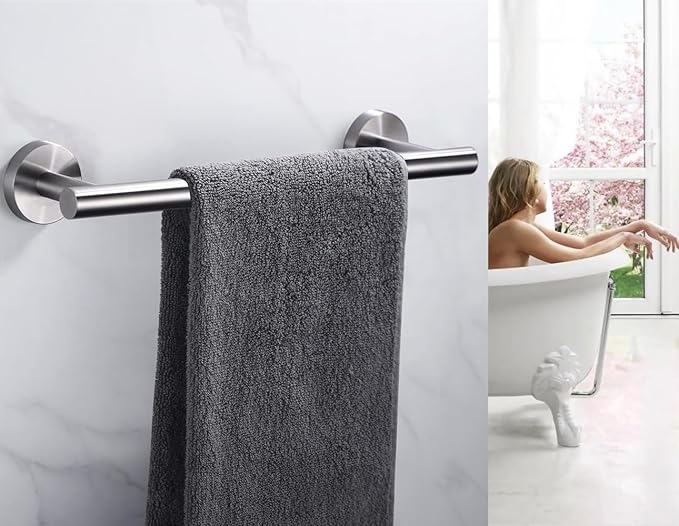 12 Inch Towel Bar 2 Pack for Bathroom 9/12/16/24/28/33 Inch Kitchen Hand Towel Holder Brushed Nickel Stainless Steel 304 RUSTPROOF Wall Mount Towel Rod 2 of Pack (2, Brushed Nickel, 12 Inch)
