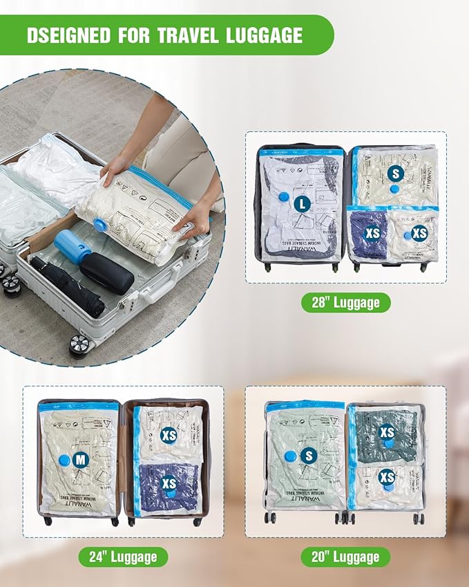Vacuum Storage Bags for Travel, 16 Pack (4L+4M+4S+4XS) Vacuum Seal Bags with Wireless Rechargeable Electric Pump, Travel Essentials Space Saving Bag for Clothes, Luggage, Carry-on Suitcase, Backpack-NeatNest
