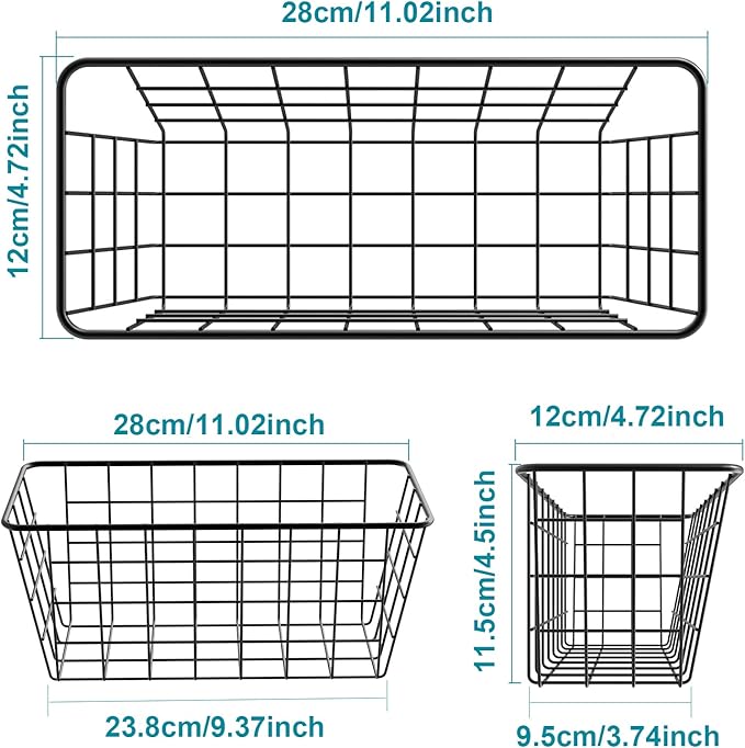 MaraFansie Over the Cabinet Door Organizer Wall Wire Baskets Hanging Kitchen Basket Shelf for Cabinet & Pantry Organization and Kitchen, Bathroom, Bedroom Storage, with Adhesive, 4 Pack-NeatNest