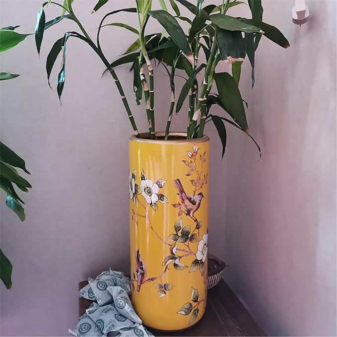 Ceramic Umbrella Stand Living Room Floor-Standing Freestanding Cane Chinese Umbrella Stand Multifunctional Painted Porcelain Vintage Ceramics Flower Vases for Home Office Entrance Indoor(A)-NeatNest