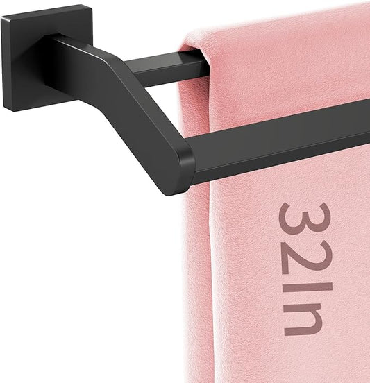 Double Towel Bars, 32 Inch Towel Holder Towel Racks for Bathroom, Stainless Steel Bath Towel Rack Towel Holder Wall Mounted, Black