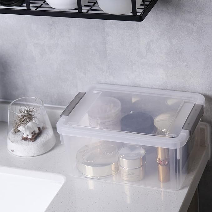 Citylife 8 Packs Small Storage Bins with Lids 3.2 QT Plastic Storage Containers for Organizing Stackable Clear Storage Boxes-NeatNest