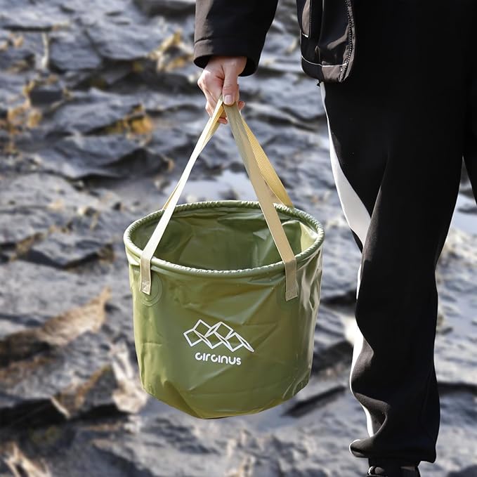 CIRCINUS Collapsible Water Bucket 5.28 gallons (20 liters) Portable wash Basin for Camping Fishing Travel Outdoor Gardening car Washing (Green)-NeatNest