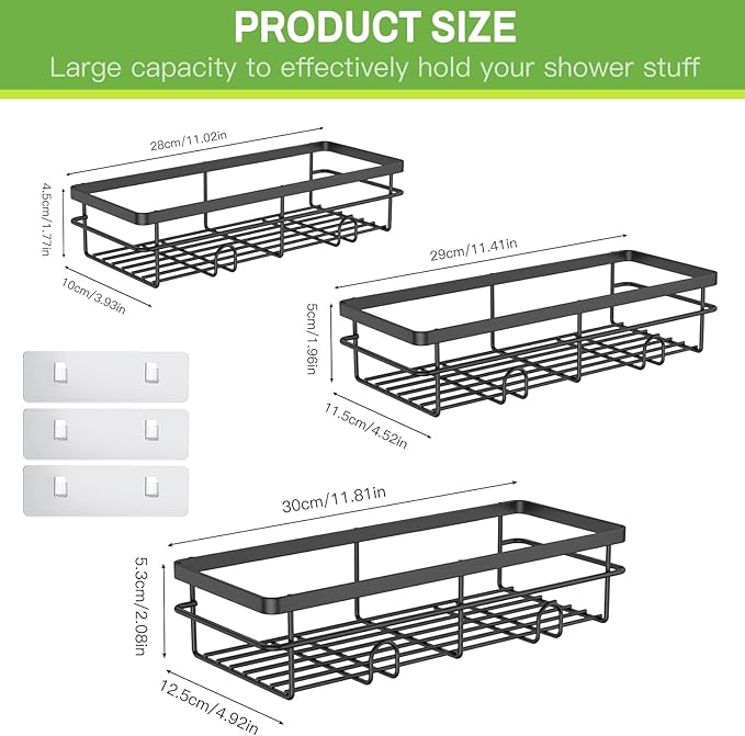 Uamector Shower Caddy Organizer Rustproof - Bathroom Shelves Rack for Home Decor & Storage - Adhesive Wall Shampoo Holders for Inside - Bath Tub Organization