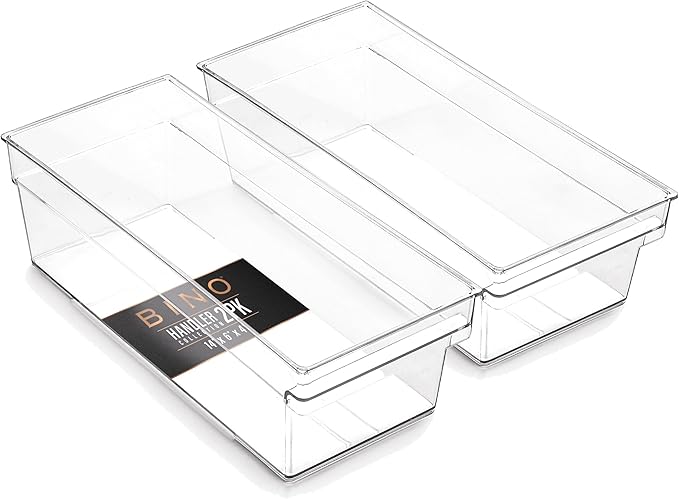 BINO | Plastic Storage Bins, Medium | THE HANDLER COLLECTION | Multipurpose Organizer Bins | Kitchen Pantry Organizers and Storage | Clear Containers for Organizing Home | Freezer Organizer-NeatNest