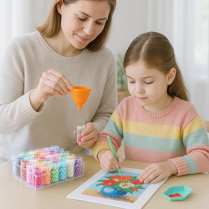 BigOtters Embroidery Diamond Storage Box, 30PCS Big Clear Plastic Bead Containers with Silicone Funnel for Jewelry Painting DIY Art Craft Rhinestones Sewing Cosmetic Nail Glitter Powder-NeatNest