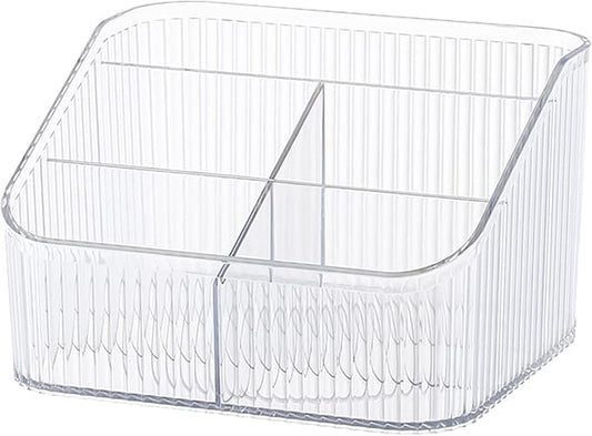 Makeup Organizer Cosmetics Storage Box, Large Capacity Make Up Brush Holder Organizer Vanity Accessories, Bathroom Countertops, Desk Storage Container, Cosmetic Display cases(White-L)-NeatNest