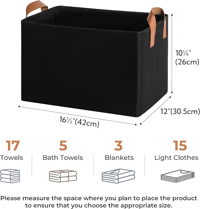 GRANNY SAYS Storage Baskets for Shelves, Closet Organizer Bins, Clothes Storage Bins with Metal Frame, Extra Large Baskets for Organizing and Storage, Collapsible, Black, 2-Pack-NeatNest