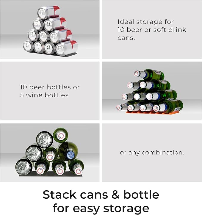 Cooks Innovations Drink Organizer for Fridge, Soda Can Refrigerator Organizers and Storage, Beer-Wine-Water Bottle Holder, Fridge Monkey - Durable Non-Slip Anti-Roll (2 pack, Red)-NeatNest