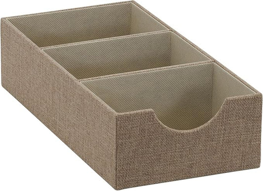 Household Essentials Brown 722-1 Deep 3 Section Drawer Organizer Box for Storage | 12 in x 6.13 in x 3.13-NeatNest