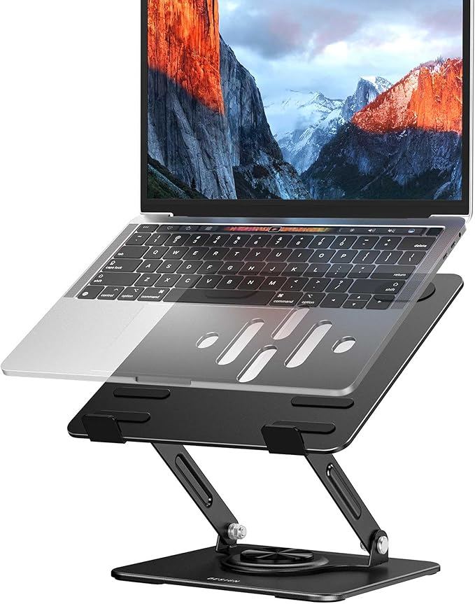 BESIGN LS11 Laptop Stand with 360° Rotating Base, Ergonomic Adjustable Notebook Holder, Riser Holder Computer Stand Compatible with Air, Pro, Dell, HP, Lenovo More 10-14" Laptops (Black)-NeatNest