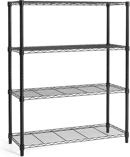 CAPHAUS 4-Tier Adjustable Height Wire Shelving Unit, Wire Rack Shelving, Metal Steel Storage Shelves, Garage Shelving Storage Organizer, Utility Storage Shelf, Without Wheels, Black-NeatNest