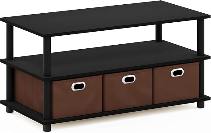 FURINNO Turn-N-Tube Coffee Table, 31.22D x 15.5W x 15.8H in, Black Oak/Black/Brown-NeatNest