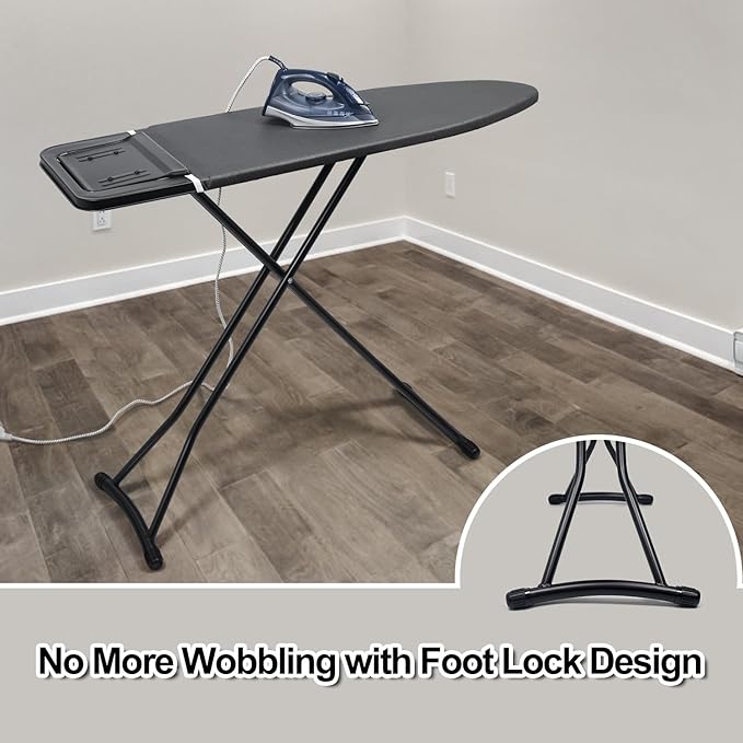 Duwee 15"x38" Ironing Board with Heat Resistant Cover and Thicken Felt Pad, Ironing Board with Iron Rest,Adjustable Height Full Size Ironing Board,Heavy Sturdy Legs
