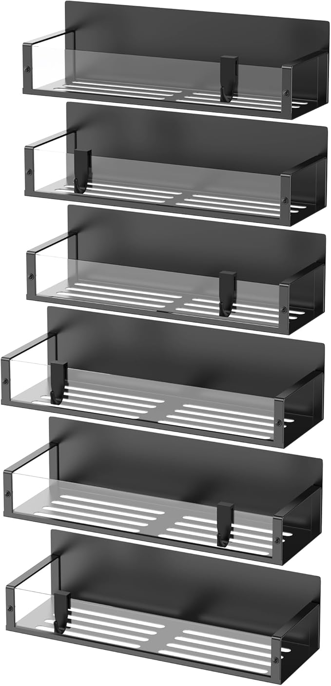 6 Pack Magnetic Spice Storage Rack Organizer for Refrigerator and Oven, Clear Fridge Organizers and Storage