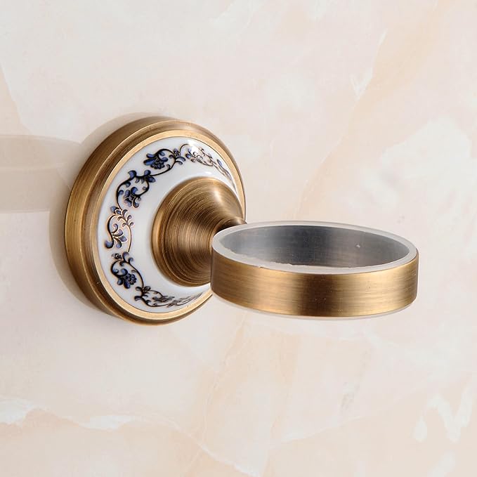 Antique Bronze Brass Toothbrush Holder Cup Holder with White Ceramic Tumbler, Wall Mounted Bathroom Hardware Accessories,Porcelain Design