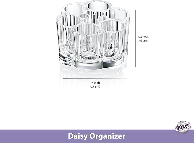 Boxup Makeup Organizer - Daisy Shape Lipstick Holder And Skin Care Desk Accessories, Cute Small Beauty Cosmetics Table Organizers For Women & Teen Girls, Pretty Lip Stick Gloss Storage Stand-NeatNest