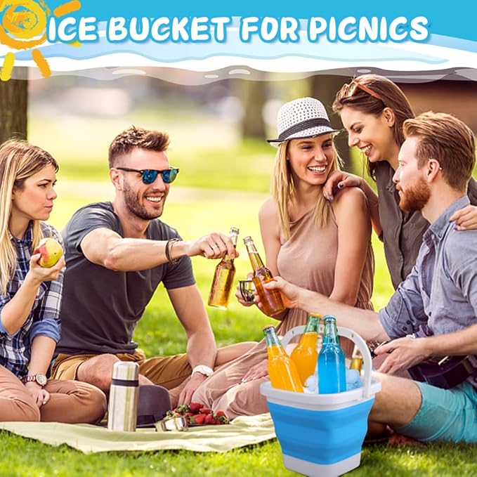 3PCS Collapsible Beach Bucket Sandbox Kit Building Toys for Kid, Small Pail for Washing Camping Fishing, Foldable Bucket Sand Pail Water Can for Garden Planting, Traveling, Beach Summer Toys Fun-NeatNest