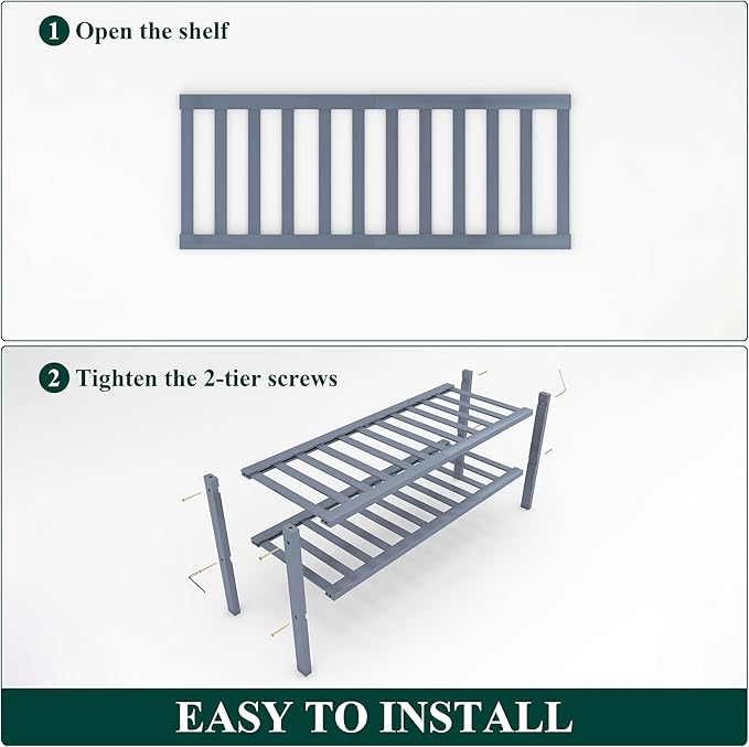 Smiry Shoe Rack, 2 Tier Bamboo Shoe Organizer, Stackable Free Standing Wooden Shoe Storage Shelf for Closet, Entryway, Front Door Entrance, Grey-NeatNest