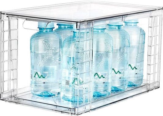 1Pack Large Stackable Kitchen Storage Drawers, Clear Foods Organizer Bins with Handles, Easily Assemble for Bathroom, Kitchen, Pantry, Cabinet, Closet(XL-UP Handle)-NeatNest