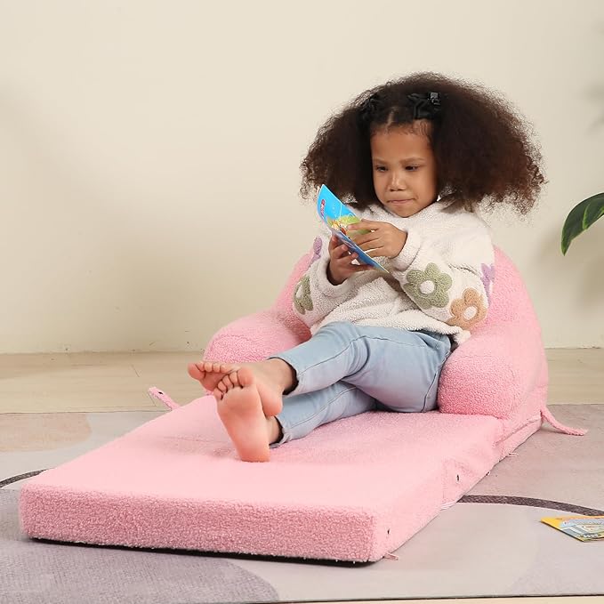 Foldable Kids Sofa, Comfy Rainbow Toddler Couch with Tri Folding Foam Cushions, Comfy Couch for Kid Age 18 Months and Up-NeatNest