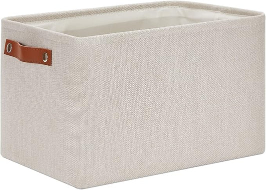 DULLEMELO Fabric Organizer for Storage, Office, Home, Nursery - Small Fabric Storage Basket with Handles (Beige)-NeatNest