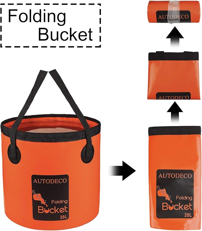 AUTODECO Collapsible Bucket 5 Gallon Container Folding Water Bucket Portable Wash Basin 20L-NeatNest