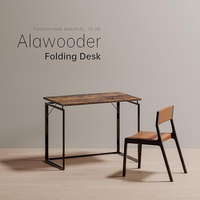 Folding Desk 40 Inch - No Assembly Small Foldable Desk for Small Space Minimalist, Space Saving Collapsible Compact Desks Portable Table for Craft, Writing, Study and Work-NeatNest