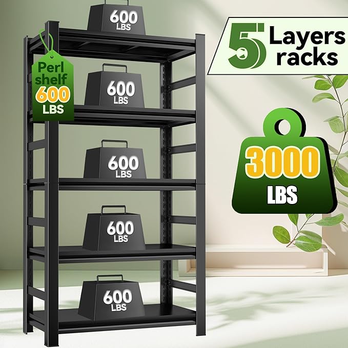 Bookshelf, 5 Tier Bookshelves, Tall Book Shelf For CDs/Movies/Books, Bookcase Shelf Storage Organizer Adjustable Bookshelf For Bedroom/Living Room/Home Office (with fence-63"H*32"W*15.7"D)-NeatNest