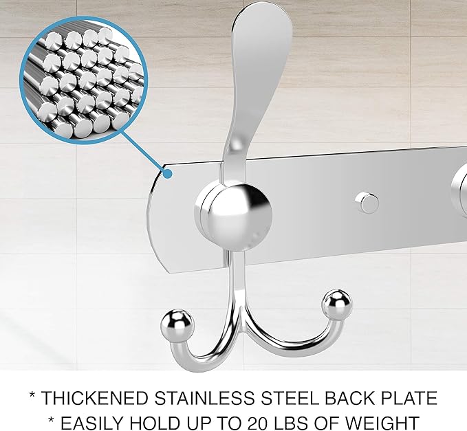GlazieVault Coat Rack Wall Mount - Stainless Steel Coat Hooks (2 Pack) - Heavy Duty Wall Hooks for Clothes & Accessories-NeatNest