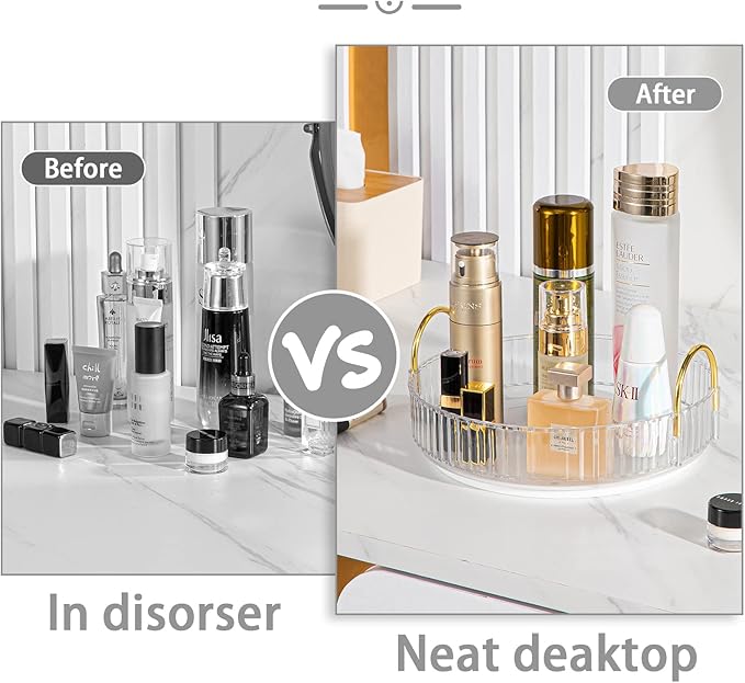 Rotating Makeup Organizer for Vanity, High-Capacity Skincare Clear Make Up Storage Perfume Organizers Cosmetic Dresser Organizer Countertop 360 Spinning (Clear, 1 Tier)-NeatNest