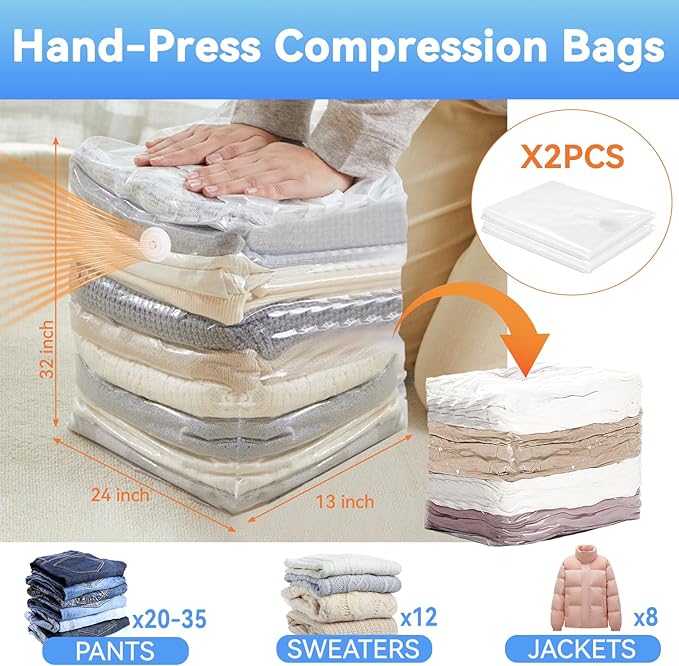 30 Pack Vacuum Storage Bags with Electric Pump, Space Saver Vacuum Storage Bags (2 Jumbo/2 XLarge/5 Large/5 Medium/5 Small+10 Roll Up) for Clothes, Travel, Comforters, Blankets, Bedding-NeatNest